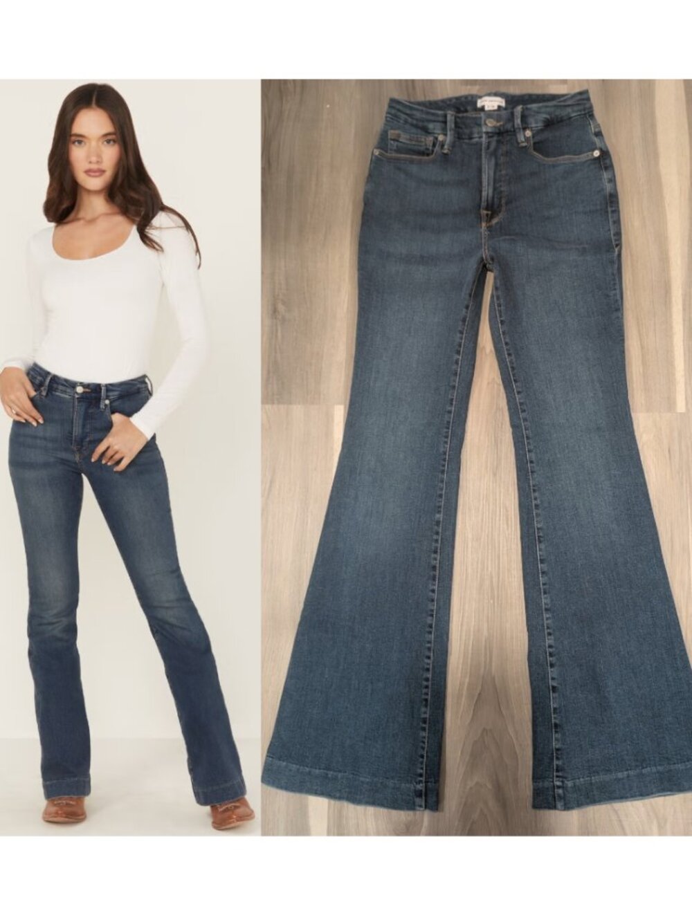 Good American | Good Legs High-Rise Flare Jeans In Medium Blue Wash